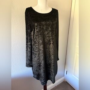 Black crushed velvet shift Dress Size XL